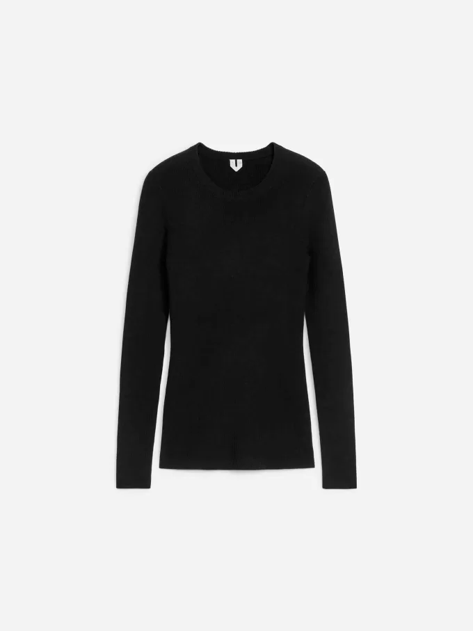 Top de merino de punto acanalado