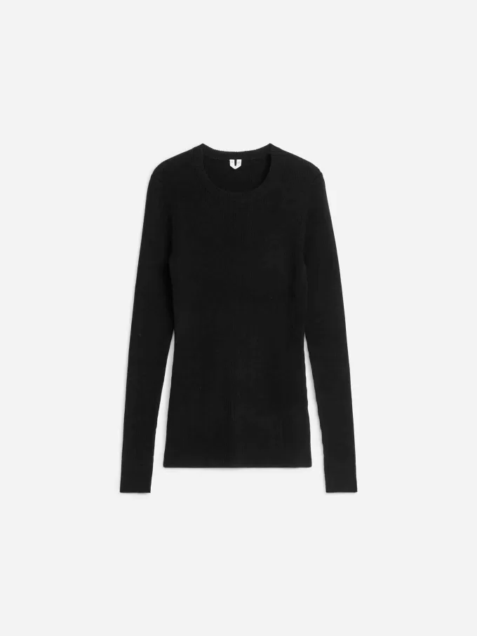 Top de merino de punto acanalado Top de merino de punto acanalado