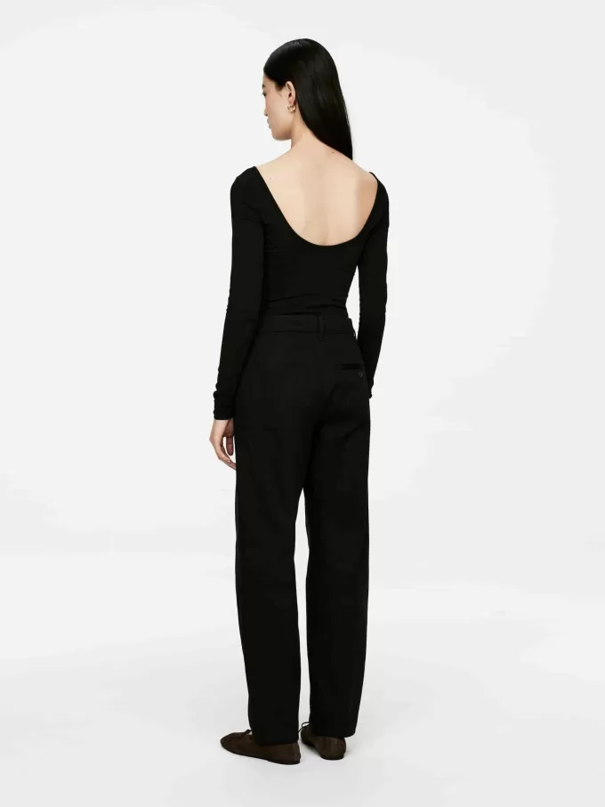 Top de punto con cuello redondo Top de punto con cuello redondo