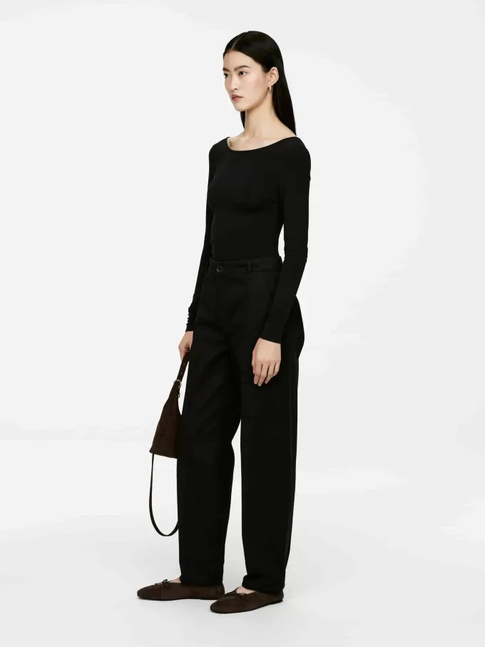 Top de punto con cuello redondo Top de punto con cuello redondo