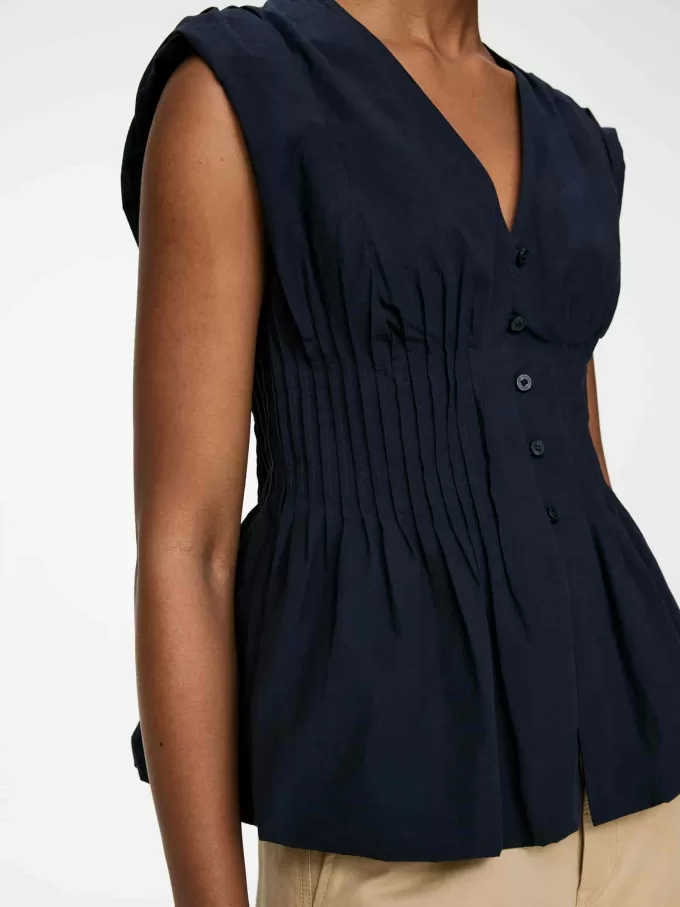 Top pintuck con dobladillo de burbujas Top pintuck con dobladillo de burbujas