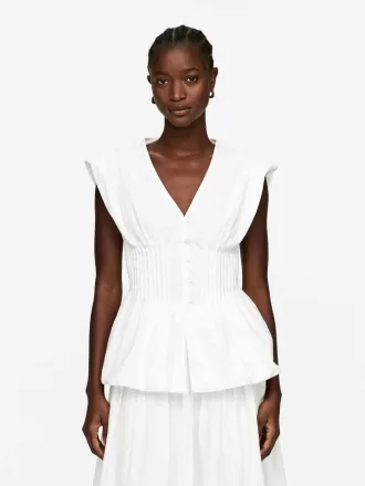 Top pintuck con dobladillo de burbujas